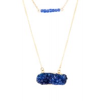 Bruna Chevron Beaded Druzy Layered Pendant Necklace Set